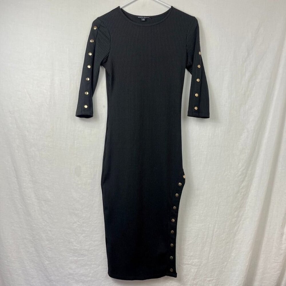 Haute Monde Ribbed Fitted‎ Midi Dress Womens L Y2K Punk Goth Sexy Going Out